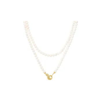 MSCAT Brass Thickened Rhodium Plated Necklaces Women's