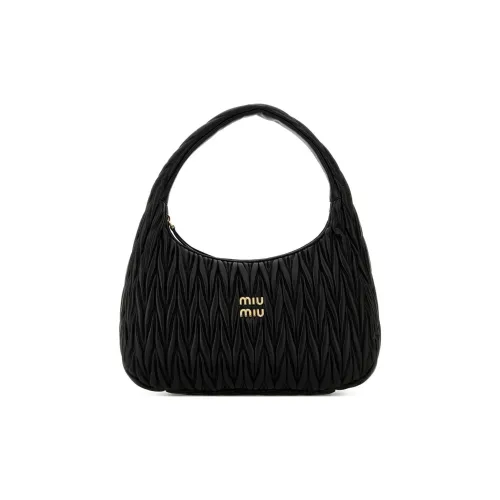 MIU MIU Wander Series Leather Handbag Shoulder Bag Women's Black