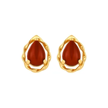 ERYU S925 Silver Stud Earrings Women's Red Gold