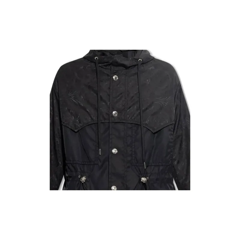 VERSACE Barocco Silhouette Jacquard Parka Coat-4