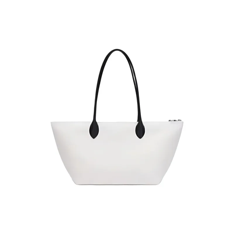 LACOSTE PVC One Shoulder Handbags Large Size Women's Black White-2