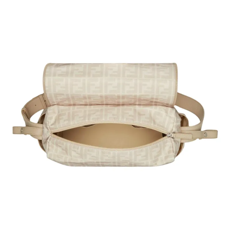 FENDI Nylon Shoulder Bag Crossbody Bag Women's Beige-3