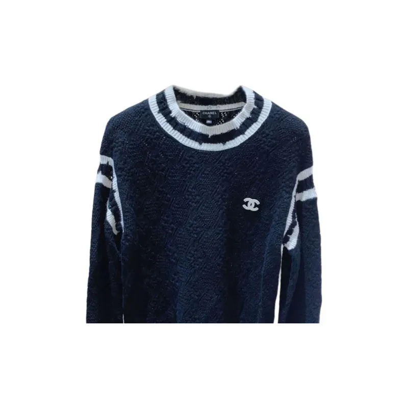 CHANEL Cashmere Sweater Women's Blue-2