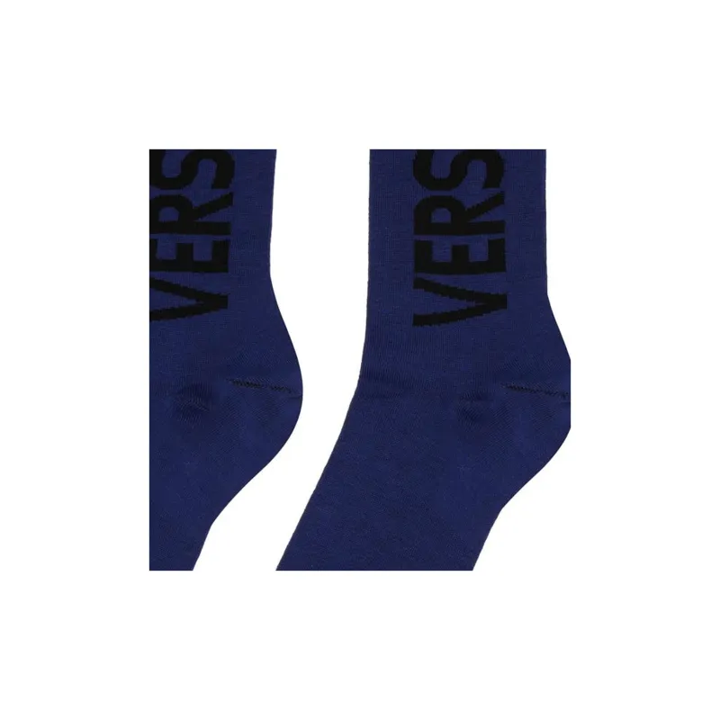 VERSACE Mid-Calf Socks Men's 1 Pack Blue-3