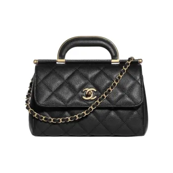 CHANEL 24B Calfskin Handbag Women's Black