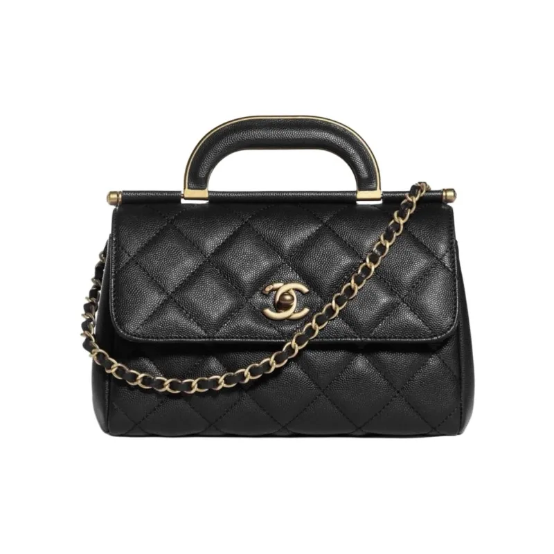 CHANEL 24B Calfskin Handbag Women's Black-0
