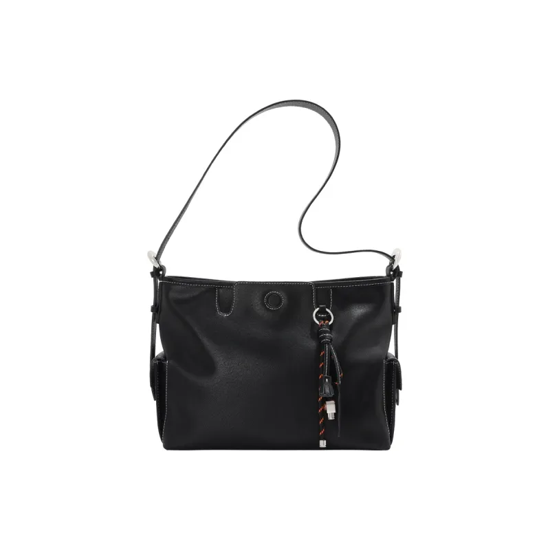 BEMIX PETS Top Grain Cow Leather Shoulder Bag Women's Black-0
