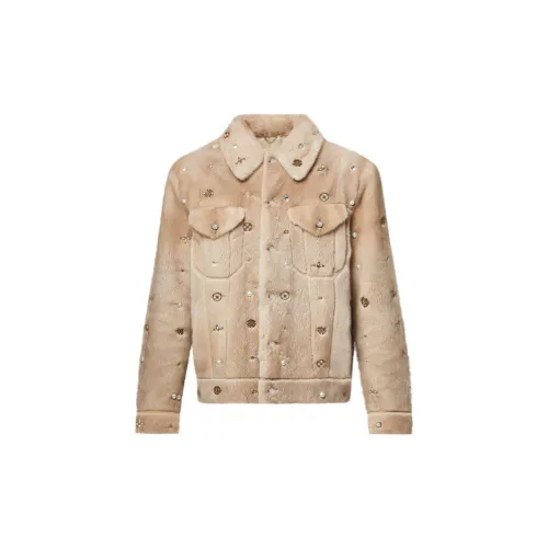 LOUIS VUITTON Made To Order Embellished Mink Trucker Jacket