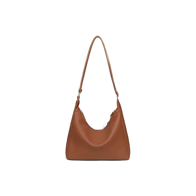 C°BANNER Cow Leather With Synthetic Leather One Shoulder Crossbody Tote Women's Brown-4