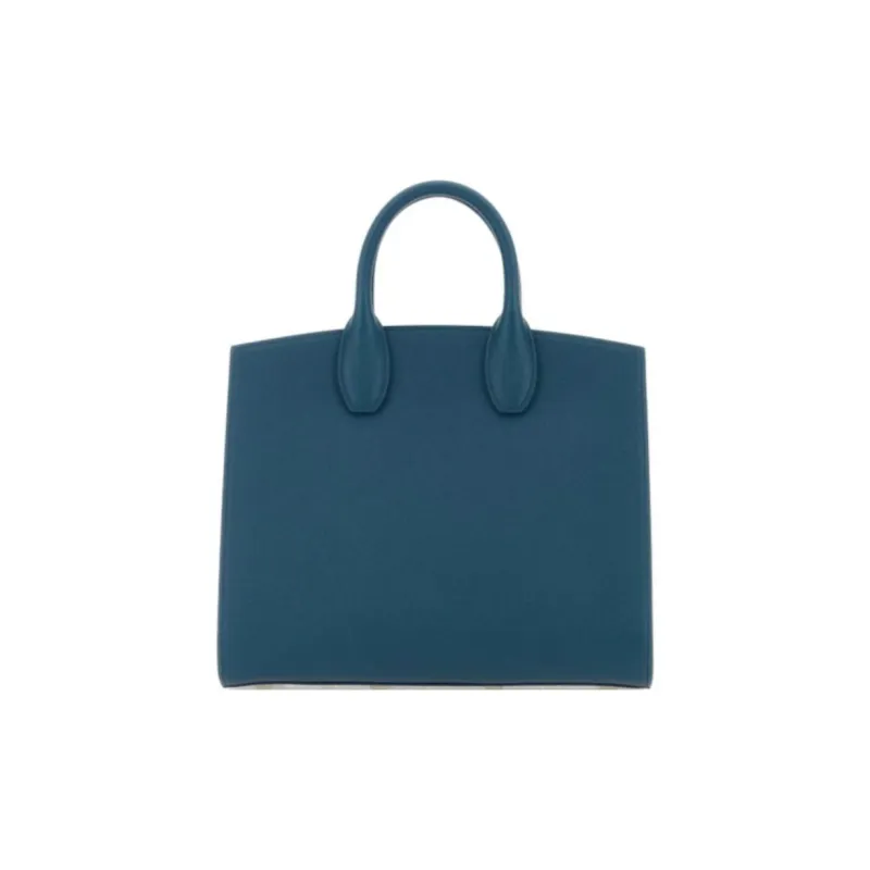 FERRAGAMO Studio Calfskin Crossbody Handbag Medium Size Women's Blue-2