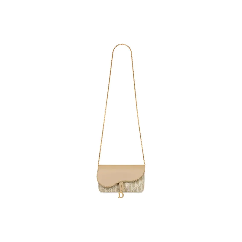 DIOR Cotton With Cow Leather Patchwork Shoulder Bag Medium Size Women's Natural-1