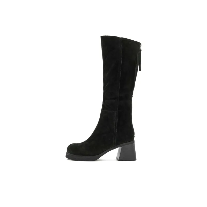 Little Sue Knee high Boots Women's Black/Milk Tea-0