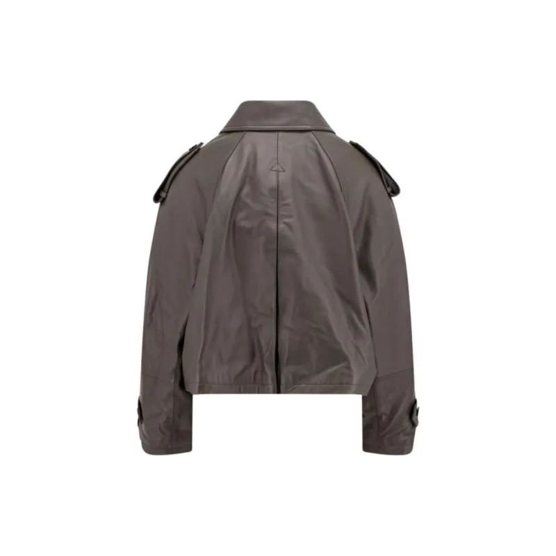 CLOSED Cropped Leather Trench Jacket-1
