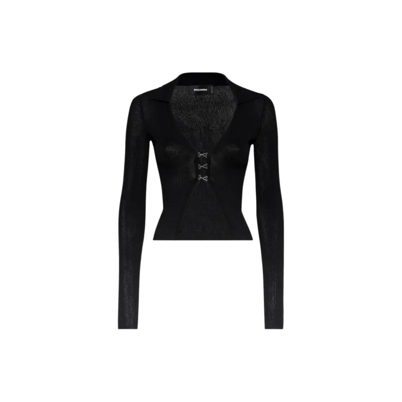 DSQUARED 2 Ribbed Knit Long Sleeved Cardigan-1