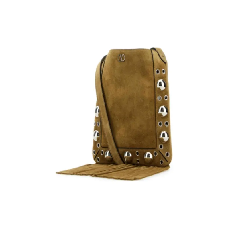 Valentino Suede Crossbody Bag Small Size Women's Olive Green-1