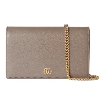 GUCCI GG Marmont Leather Crossbody Bag Shoulder Bag Mini Women's Taupe