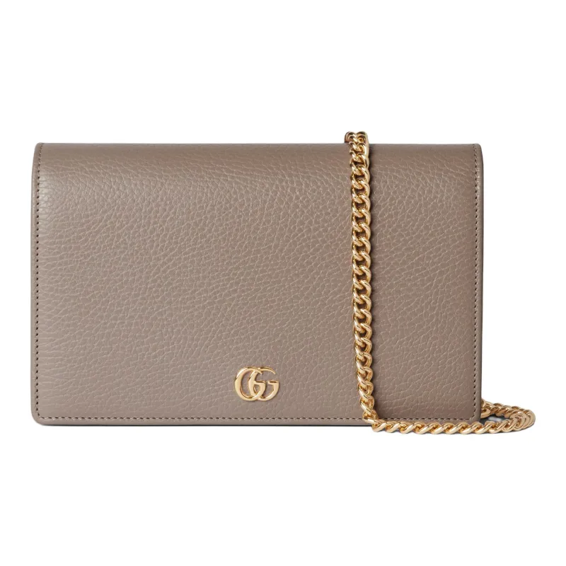 GUCCI GG Marmont Leather Crossbody Bag Shoulder Bag Mini Women's Taupe-0