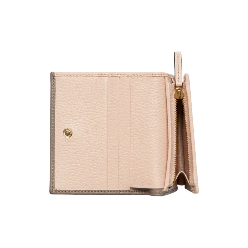 GUCCI GG Marmont Leather Card Holder Trumpets Women's Taupe-5