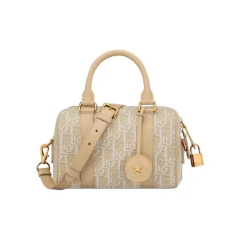 DIOR Groove Cotton Shoulder Bag Crossbody Bag Handbag Women's Natural