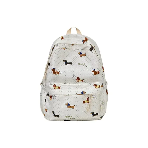 MINIPUDING Nylon Backpack Women's Puppy Pattern/Cat Design/Black/Purple/Khaki/Red/Blue/White Kitten/Blue Puppy