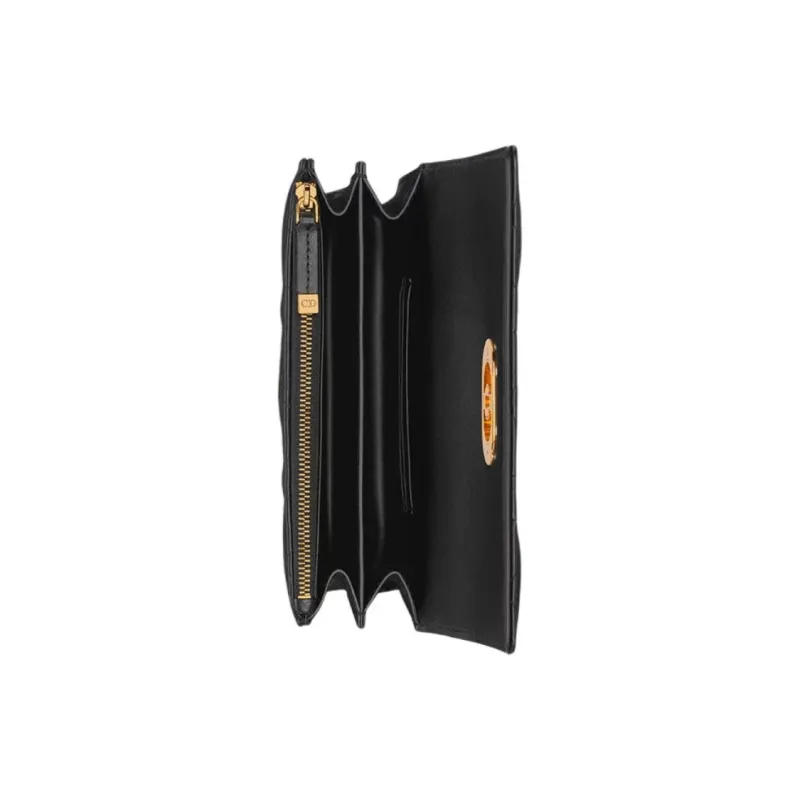 DIOR Caro Sheepskin Shoulder Bag Mini Women's Black-3