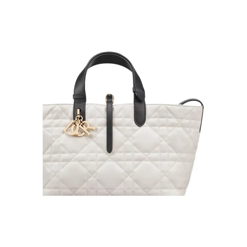 DIOR Toujours Cow Leather Handbag Medium Size Women's Milk White-6