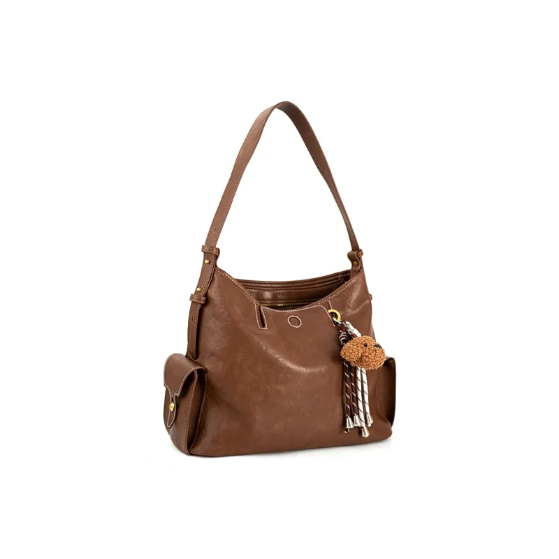 Vigno Synthetic Leather Handbag, Shoulder Bag Regular Women's Sandalwood Brown/Black-1