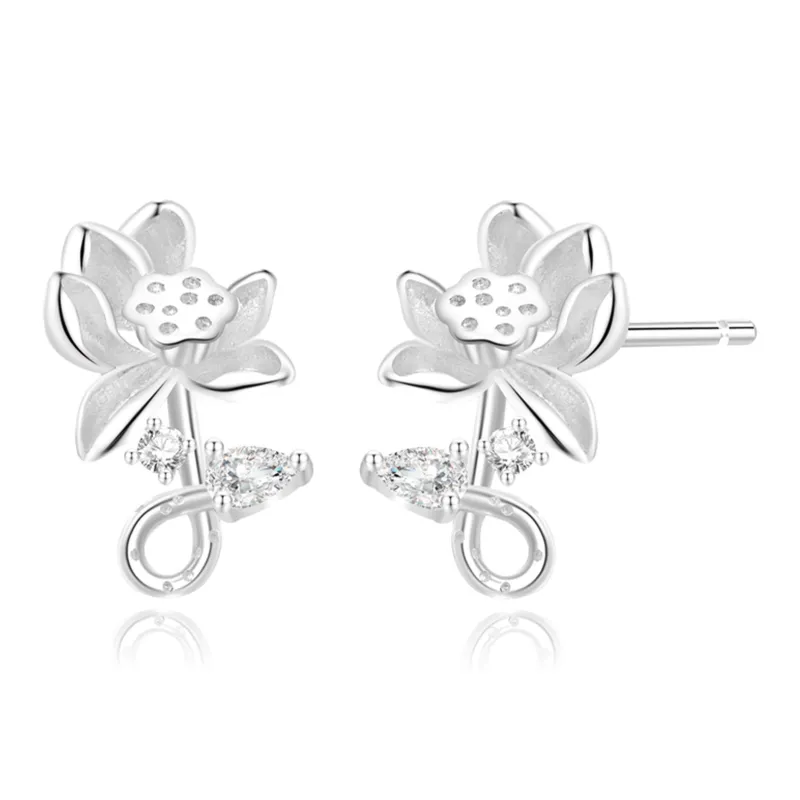 MOLADY S999 Fine Silver Stud Earrings Women's-0