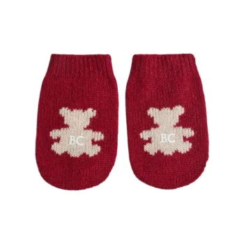 Brunello Cucinelli Cashmere Wool Yarn Natural Fiber Metallic Thread Knit Gloves Kids' Red