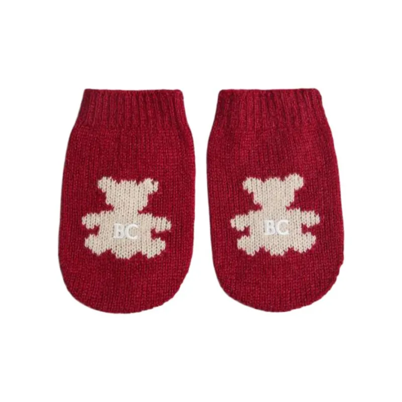 Brunello Cucinelli Cashmere Wool Yarn Natural Fiber Metallic Thread Knit Gloves Kids' Red-0