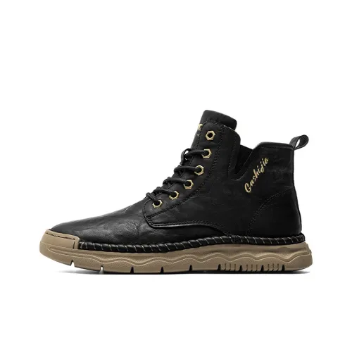 G.N.SHIJIA Black Gold Ox Collection Short Martin Boot Men's Black