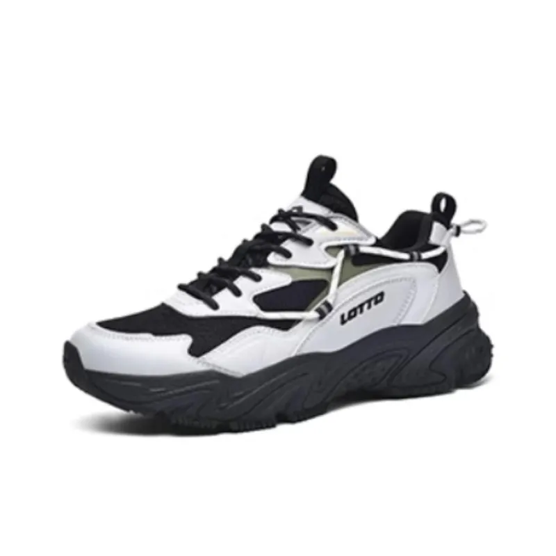 LOTTO Sportlife Anti Slip Wear Resistant Low Top Chunky Sneakers Men's Black Gray Color-1