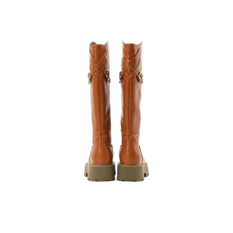 Little Sue Niche Design British Style Shiny Petite Commute Slim Shoes Trendy Versatile Fashion Knee-High Boots Women's-10