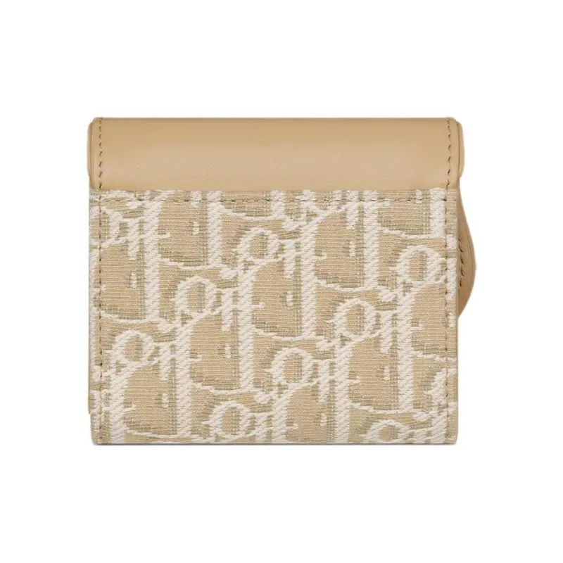 DIOR Saddle Cotton With Cow Leather Patchwork Wallet Regular Women's Natural-2