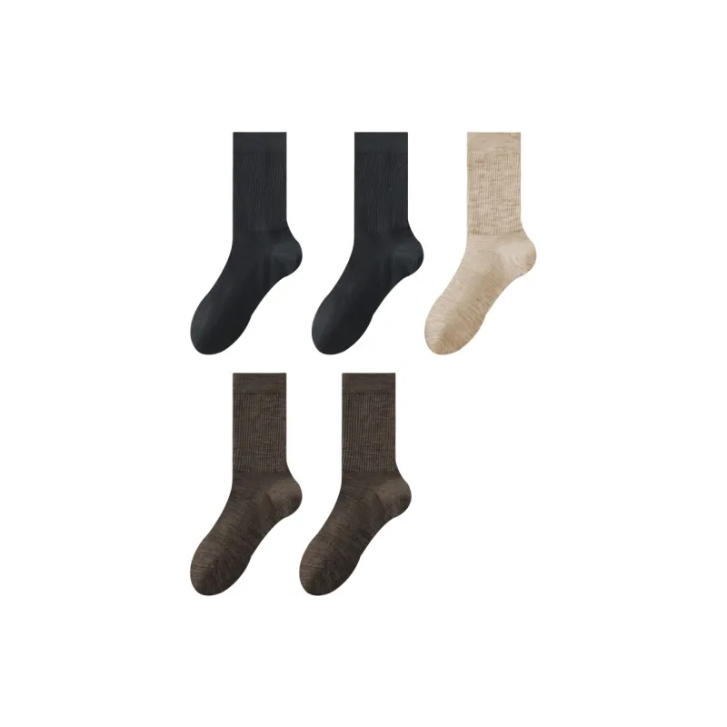 H YXIANG Mid Calf Socks Women's 5 Pack-6