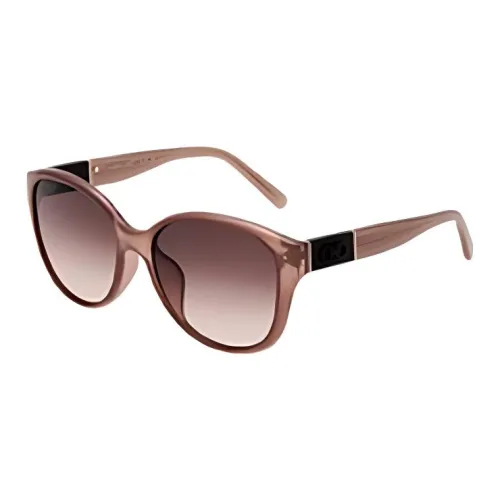 FERRAGAMO Plate Frame Oval Sunglasses Unisex Brown