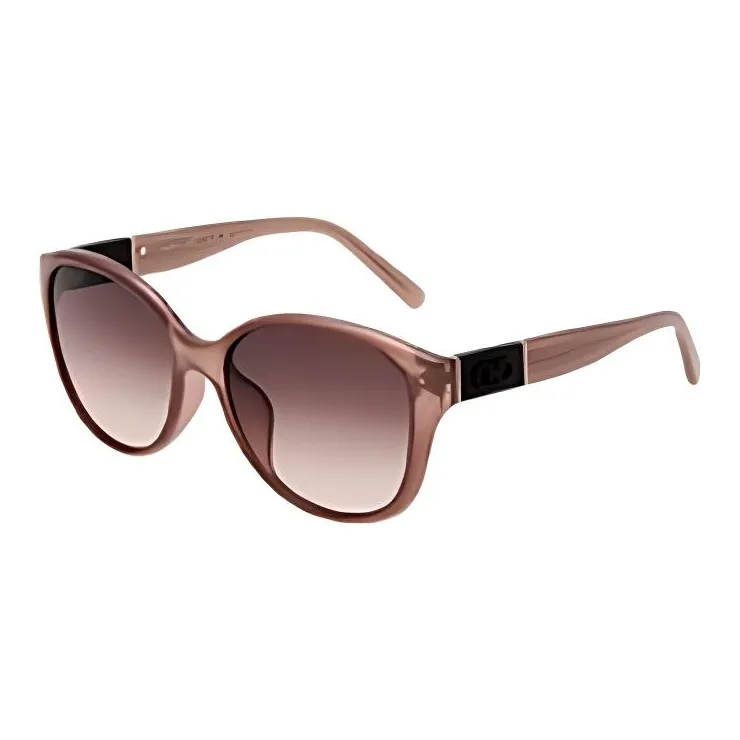 FERRAGAMO Plate Frame Oval Sunglasses Unisex Brown-0