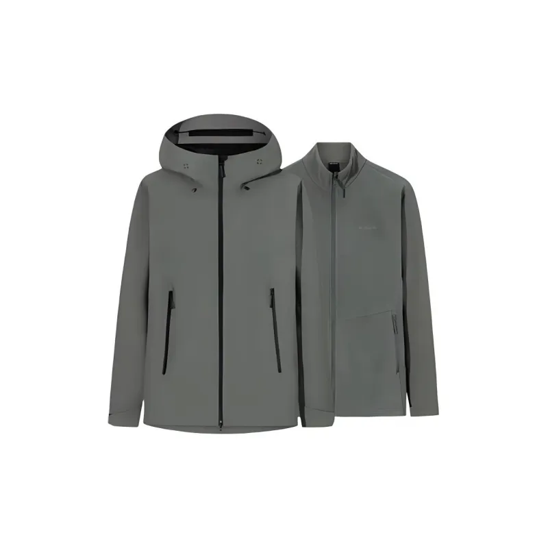 Anta Waterproof, Windproof, Breathable, Abrasion Resistant, Thermal Windbreaker Jacket Men's Morning Mist Green-0