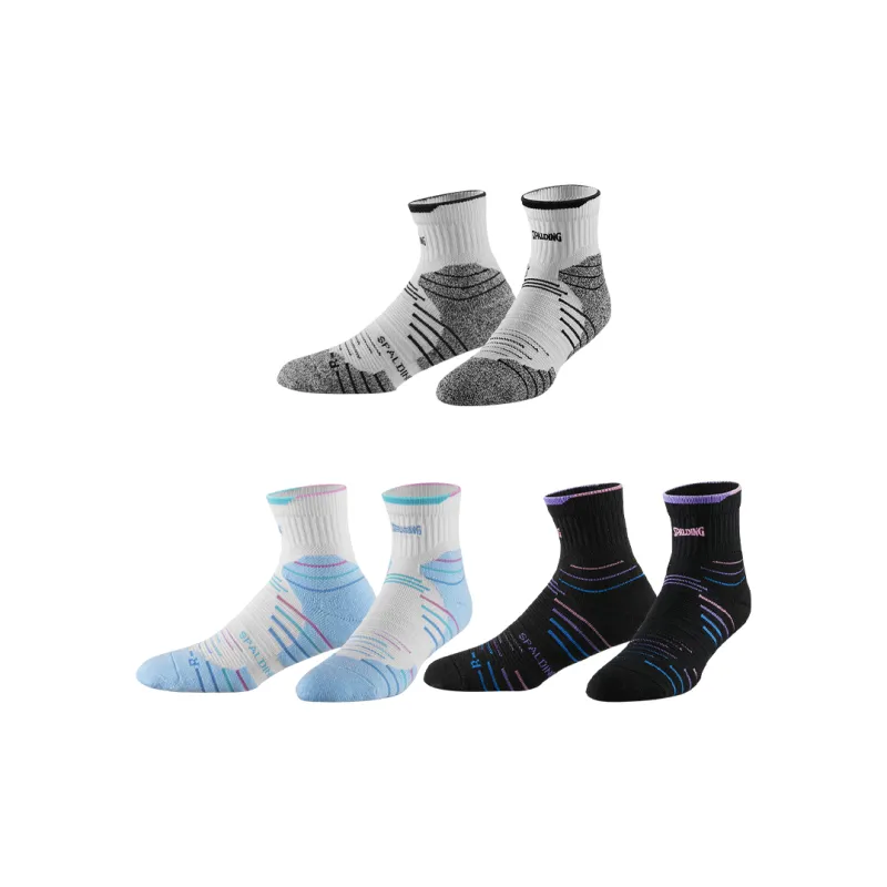 SPALDING Professional Basketball Socks Trendy Versatile Warm And Elite Compression Unisex 3 Pack White/Black-19