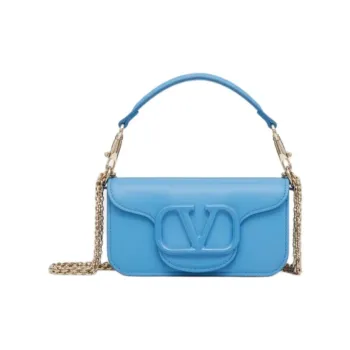 Valentino Locò Calfskin Shoulder Bag Small Size Women's Blue