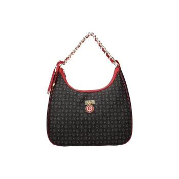 Pollini Leather One Shoulder Handbag Medium Size Women's Red & Black