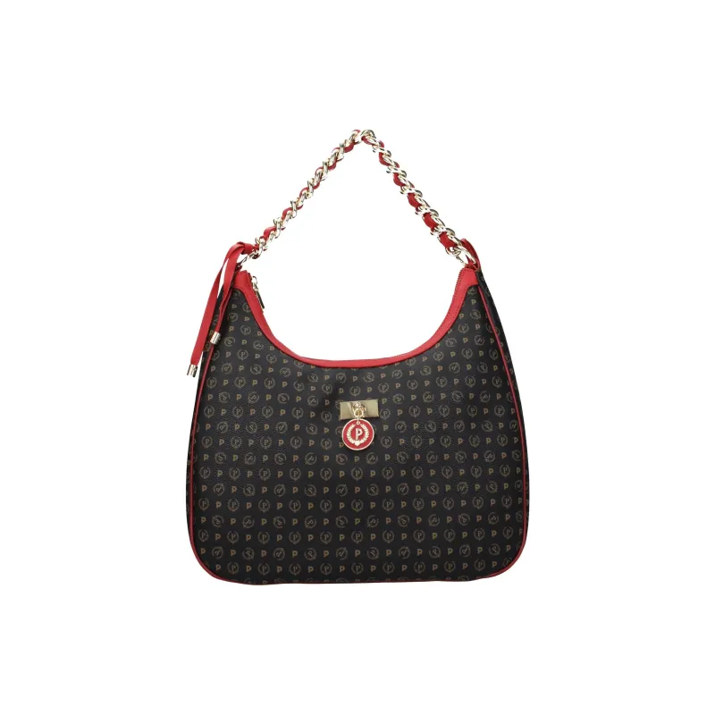 Pollini Leather One Shoulder Handbag Medium Size Women's Red & Black-0