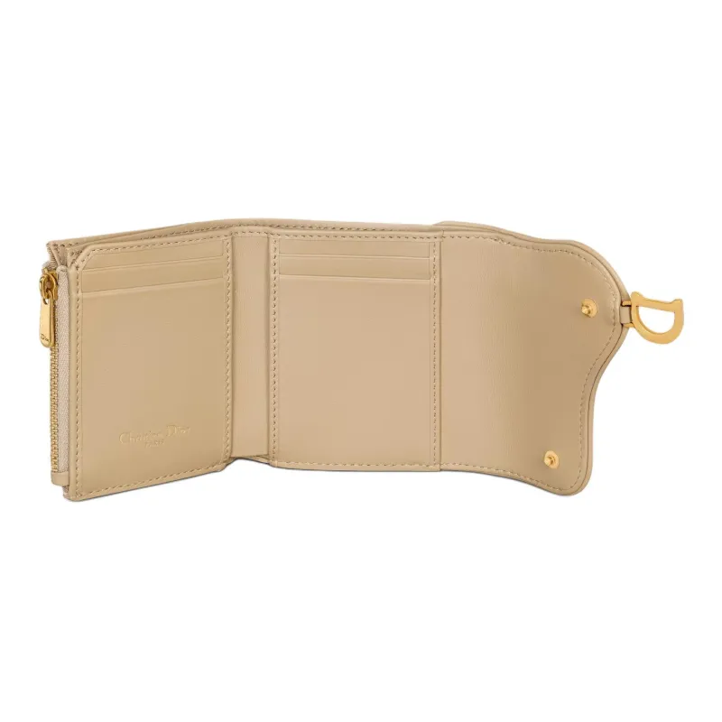 DIOR Saddle Cotton With Cow Leather Patchwork Wallet Regular Women's Natural-4