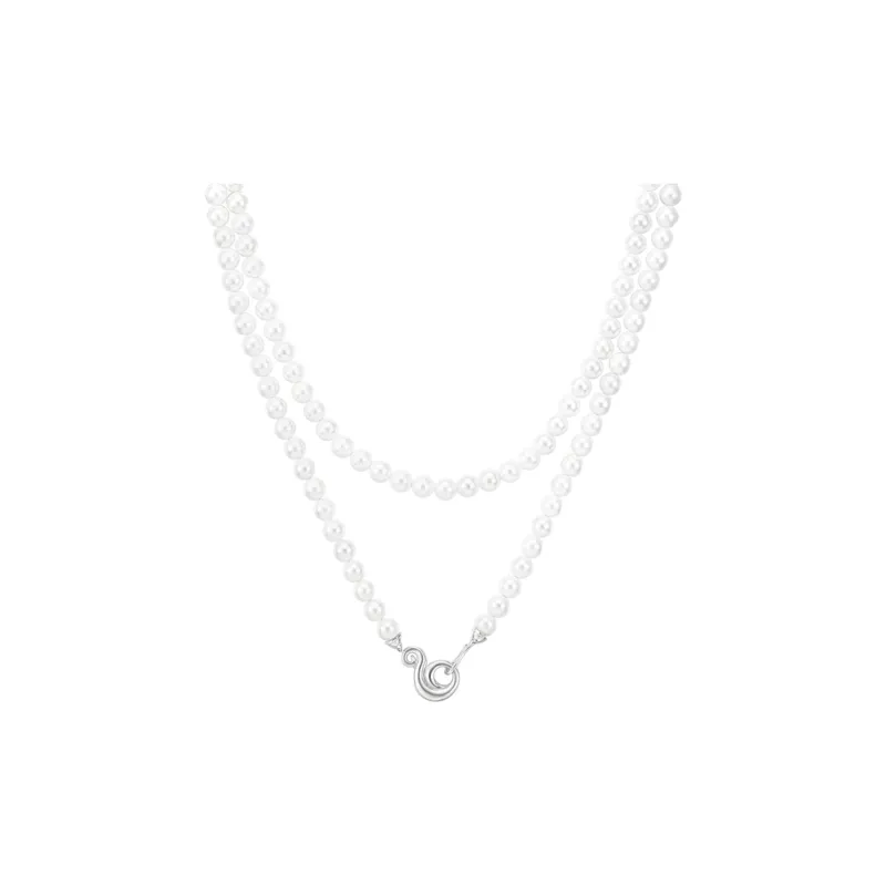 MSCAT Brass Thickened Rhodium Plated Necklaces Women's-2