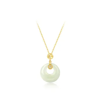Olampe Hetian Jade Necklaces Pale Greenish White Jade Women's