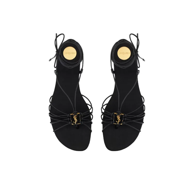 SAINT LAURENT CASSANDRE Babylone Strap Sandals Women's Black-3