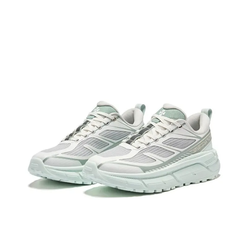 Erke Anti Slip And Wear Resistant Coverage Low Top Chunky Sneakers Women's White Green Gray-2