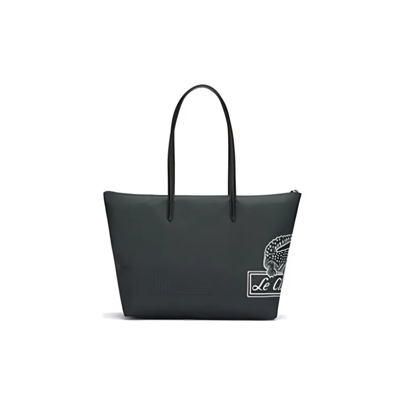 LACOSTE PVC Tote Bag Shopping Bag Shoulder Bag Handbag Large Size Women's Dark Green-1