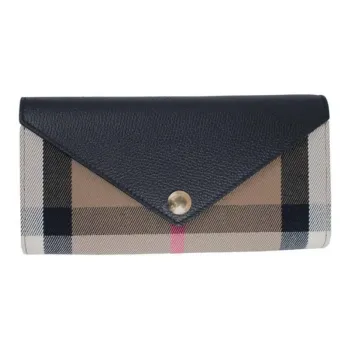 Burberry Canvas With Leather Wallet Women's Black Plaid