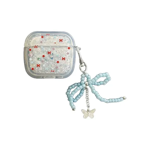 Ziyin Compatible With AirPods 1/2/3/4/Pro/Pro 2 TPU Glitter Bowknot Stars Impact Resistant Case Headphone Cases
